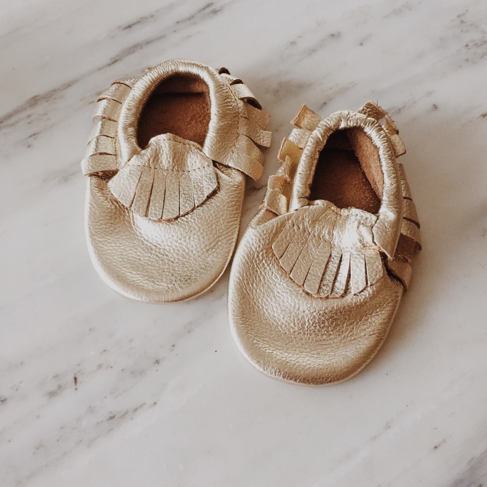 Never Worn Handmade Gold Moccasins